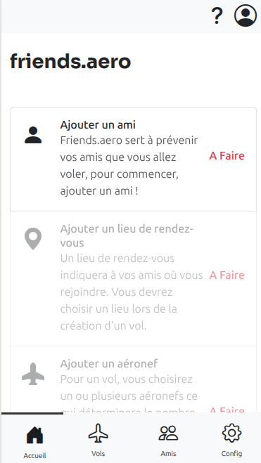 Tableau de bord premiere connexion version mobile