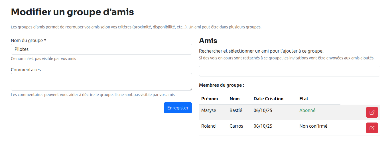Modifier un groupe