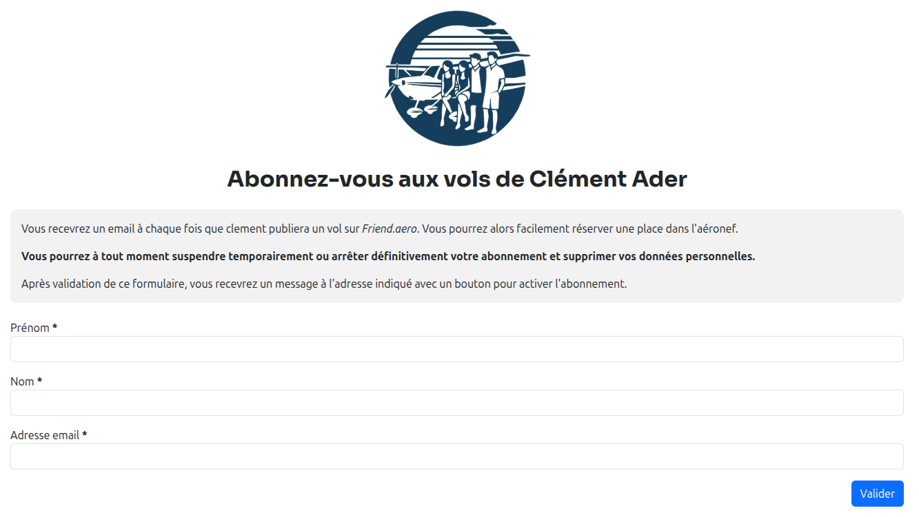 Formulaire d'abonnement