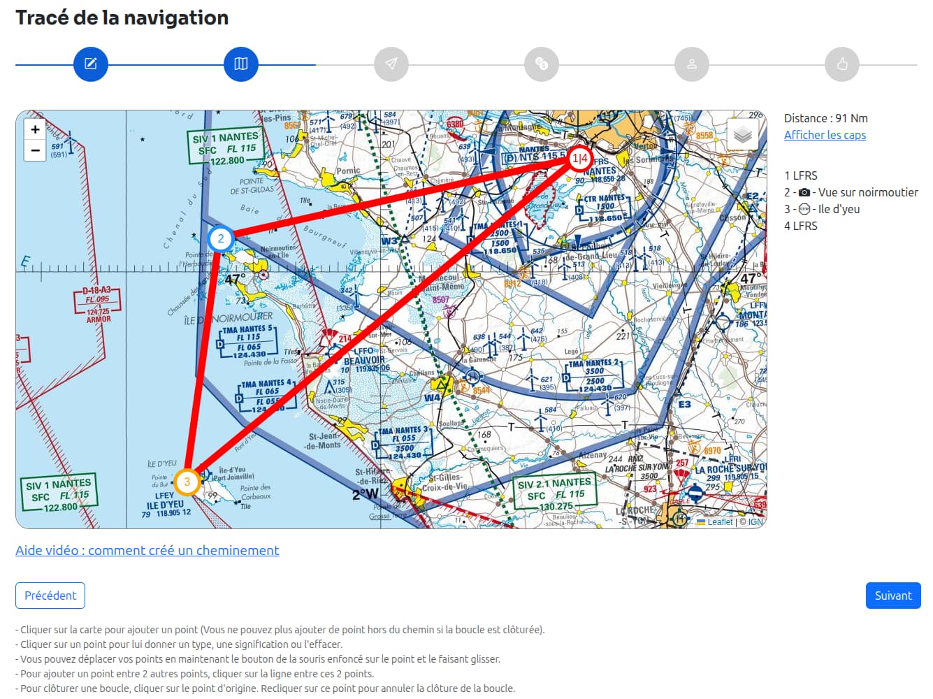 Tracé de la navigation